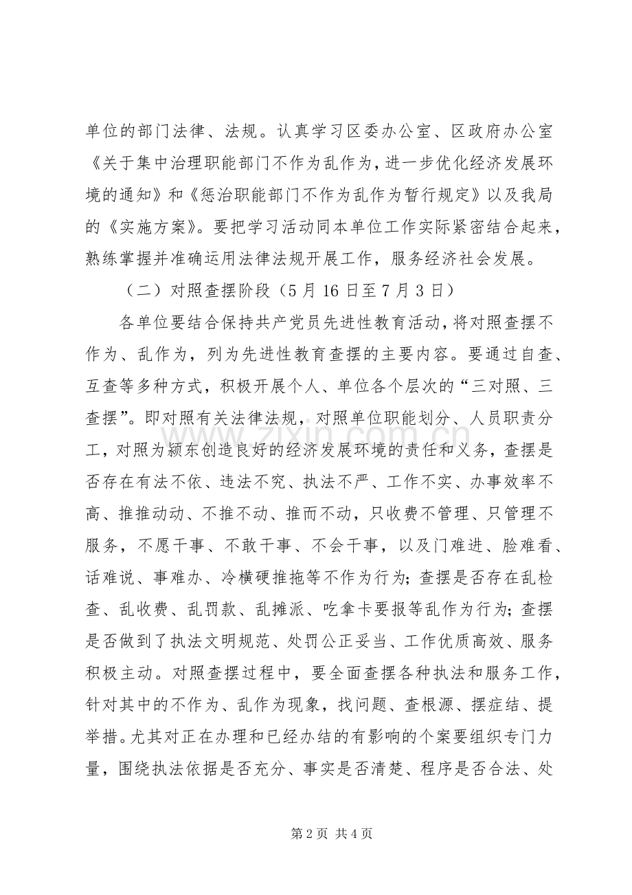 XX畜牧局关于集中治理职能单位不作为乱作为优化经济发展环境的方案 .docx_第2页