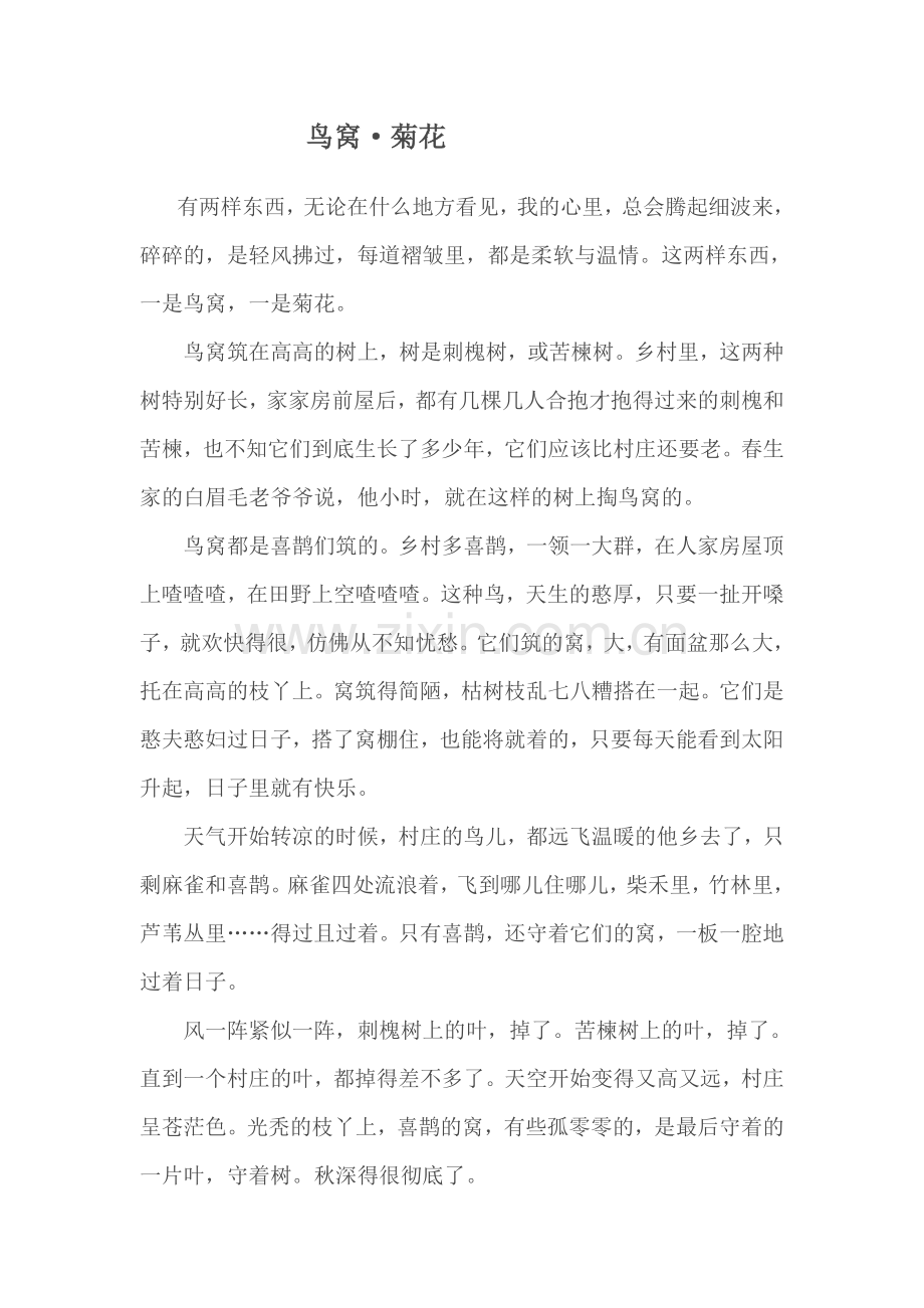 美文欣赏《鸟窝菊花》.doc_第1页