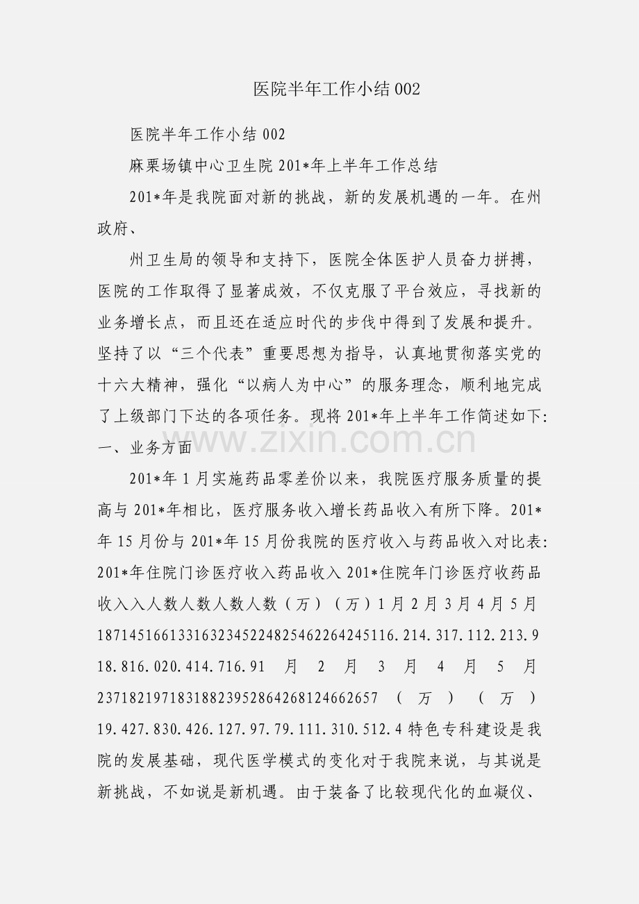医院半年工作小结002.docx_第1页