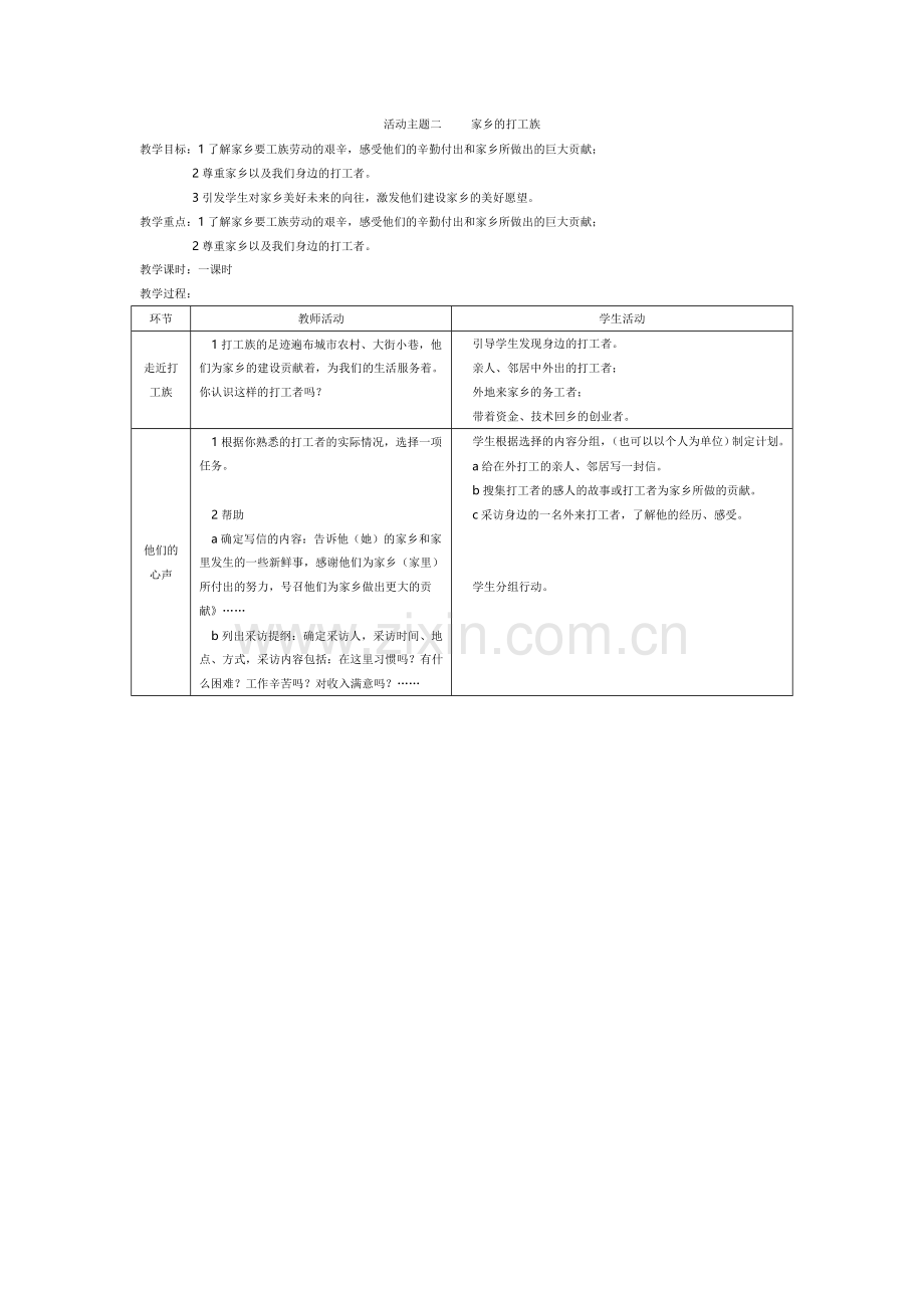 活动主题二家乡的打工族.doc_第1页