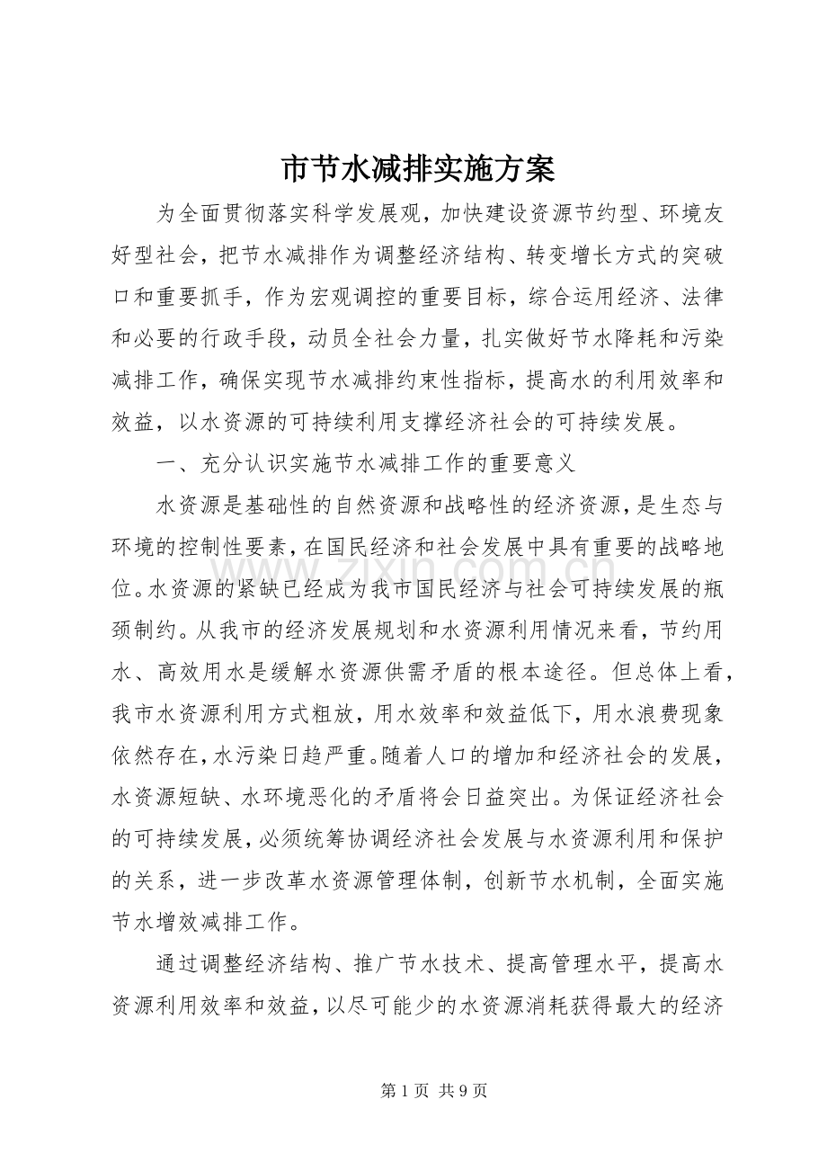市节水减排方案 .docx_第1页