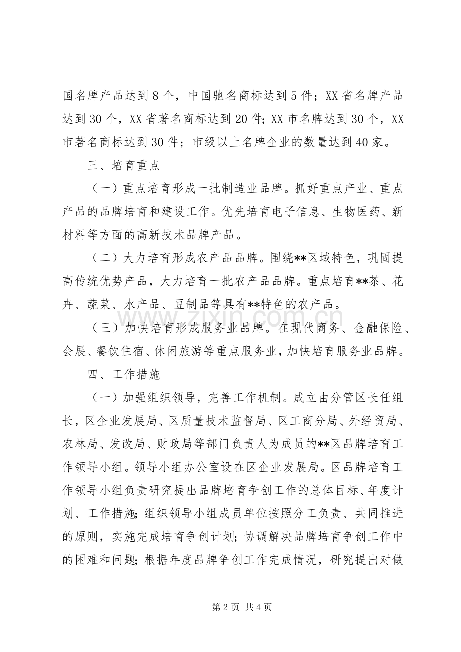 [某区关于名牌培育工作的实施意见]工作落实方案.docx_第2页