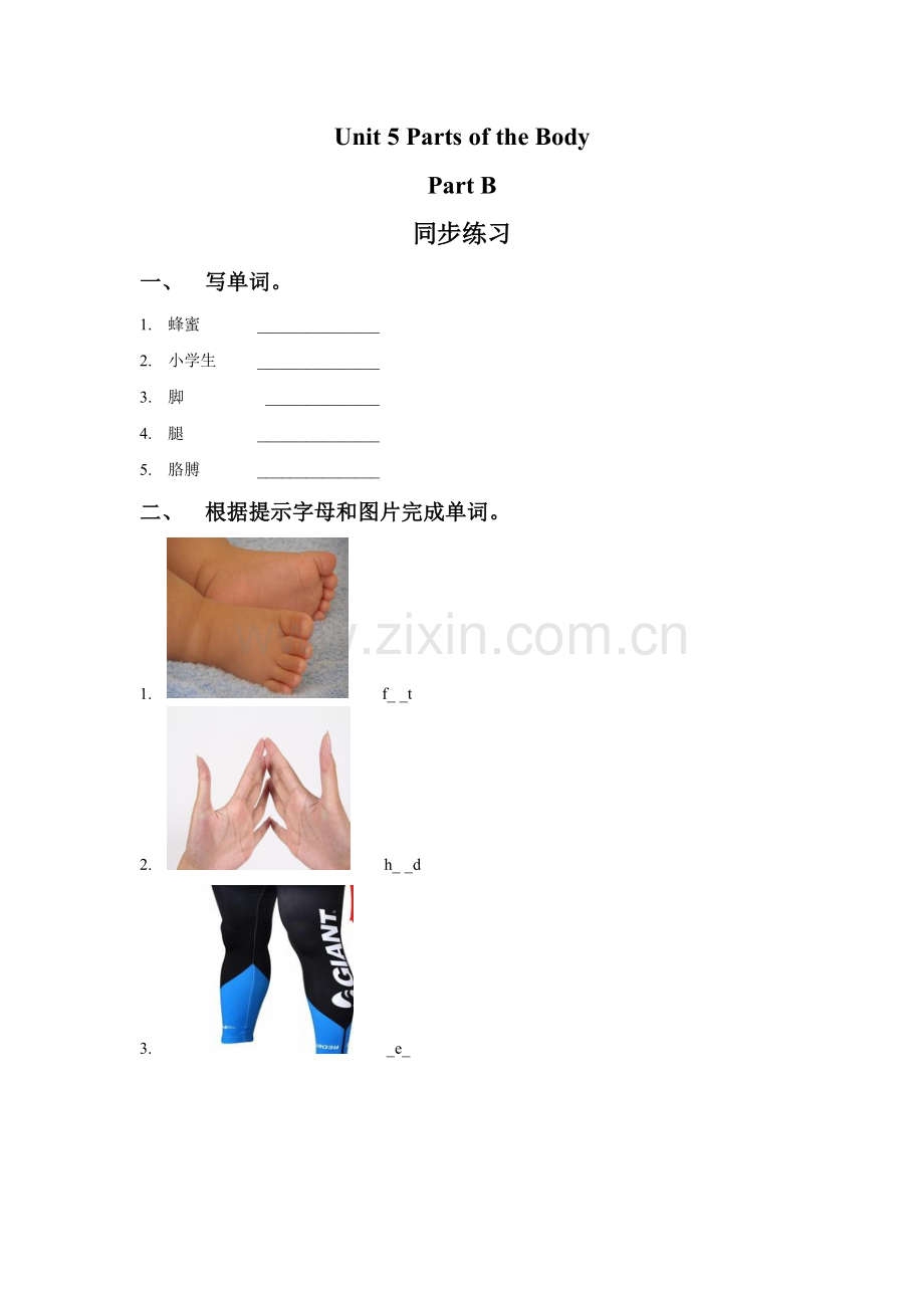 Unit-5-Parts-of-the-Body-Part-B-同步练习2.doc_第1页