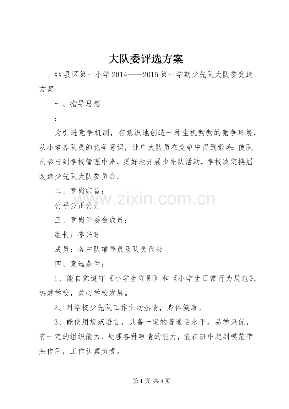 大队委评选实施方案 .docx_第1页