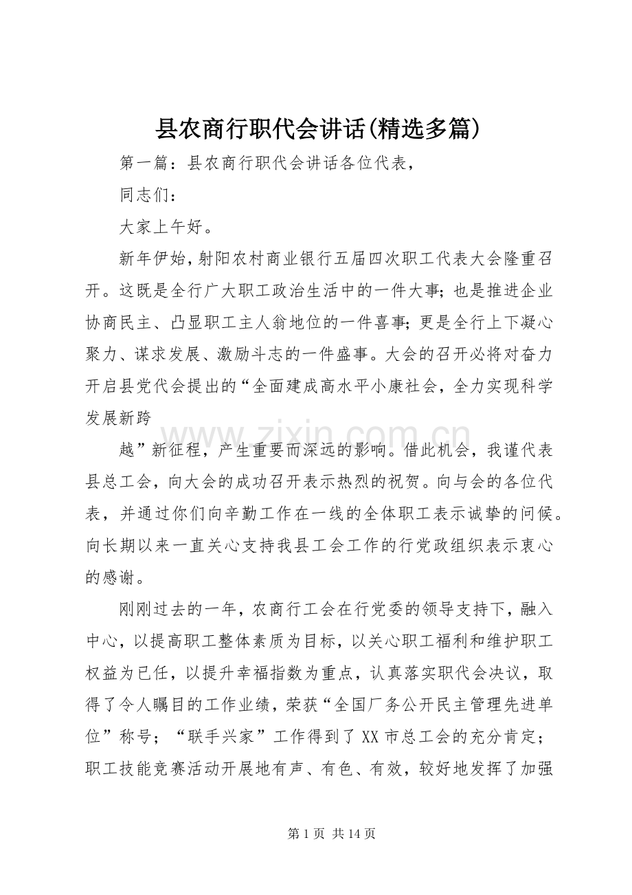 县农商行职代会讲话(多篇).docx_第1页