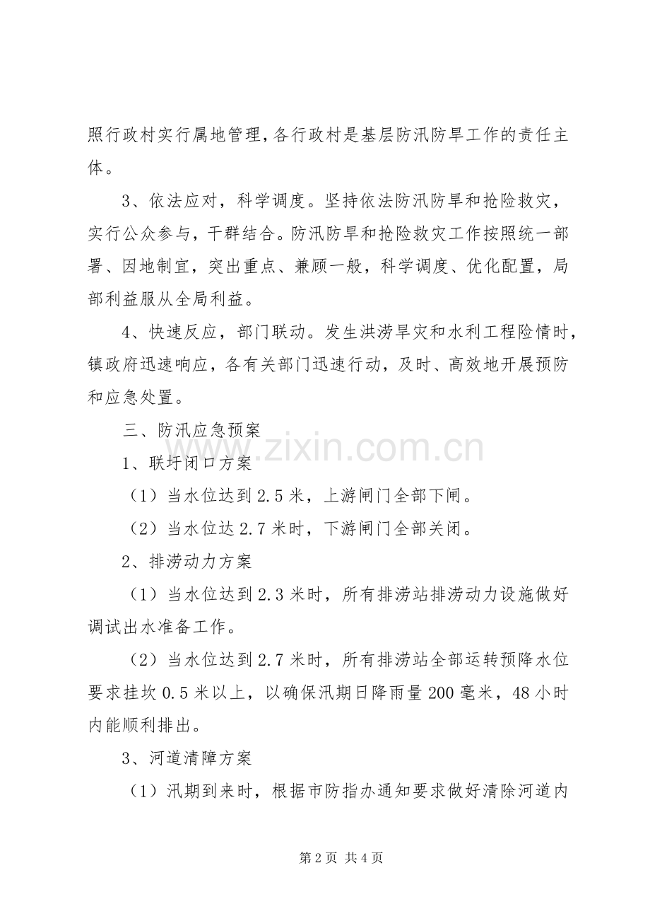 XX年乡镇防汛防旱应急处理预案.docx_第2页
