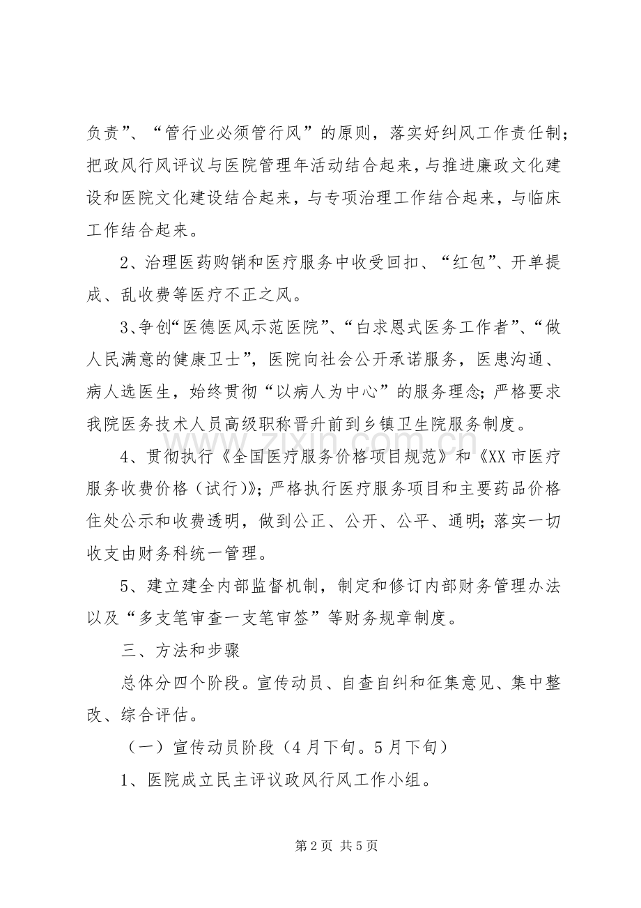 医院民主评议政风行风工作实施方案.docx_第2页