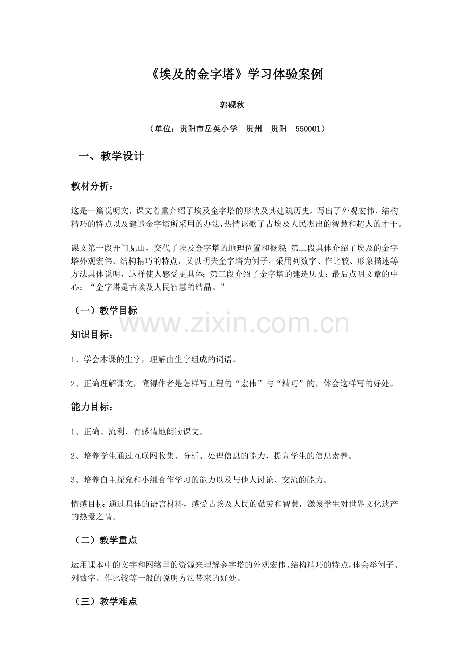埃及的金字塔教学体验.doc_第1页