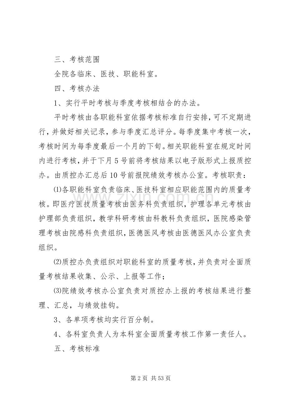 医院全面质量考核实施方案.docx_第2页