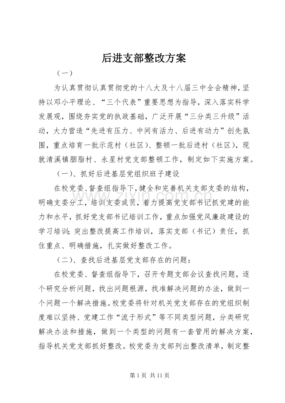 后进支部整改实施方案.docx_第1页