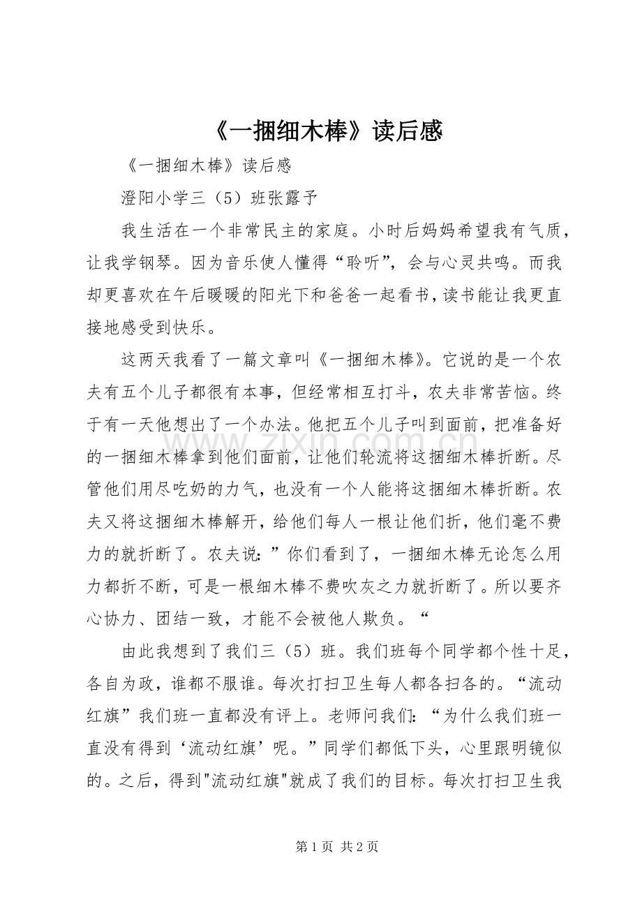 《一捆细木棒》读后感 .docx_第1页