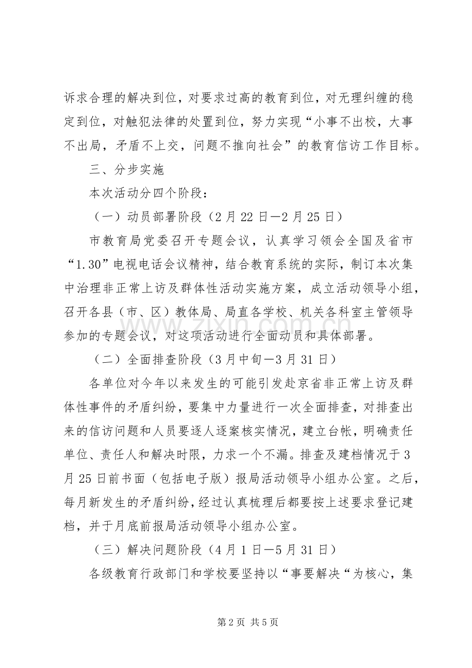 集中治理非正常上访及群体性事件活动实施方案 .docx_第2页
