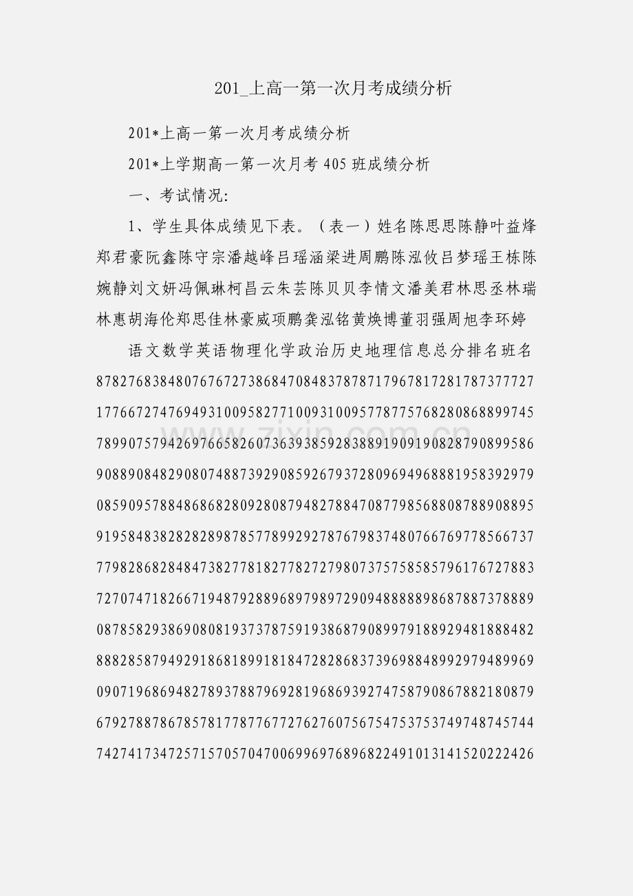 201_上高一第一次月考成绩分析.docx_第1页