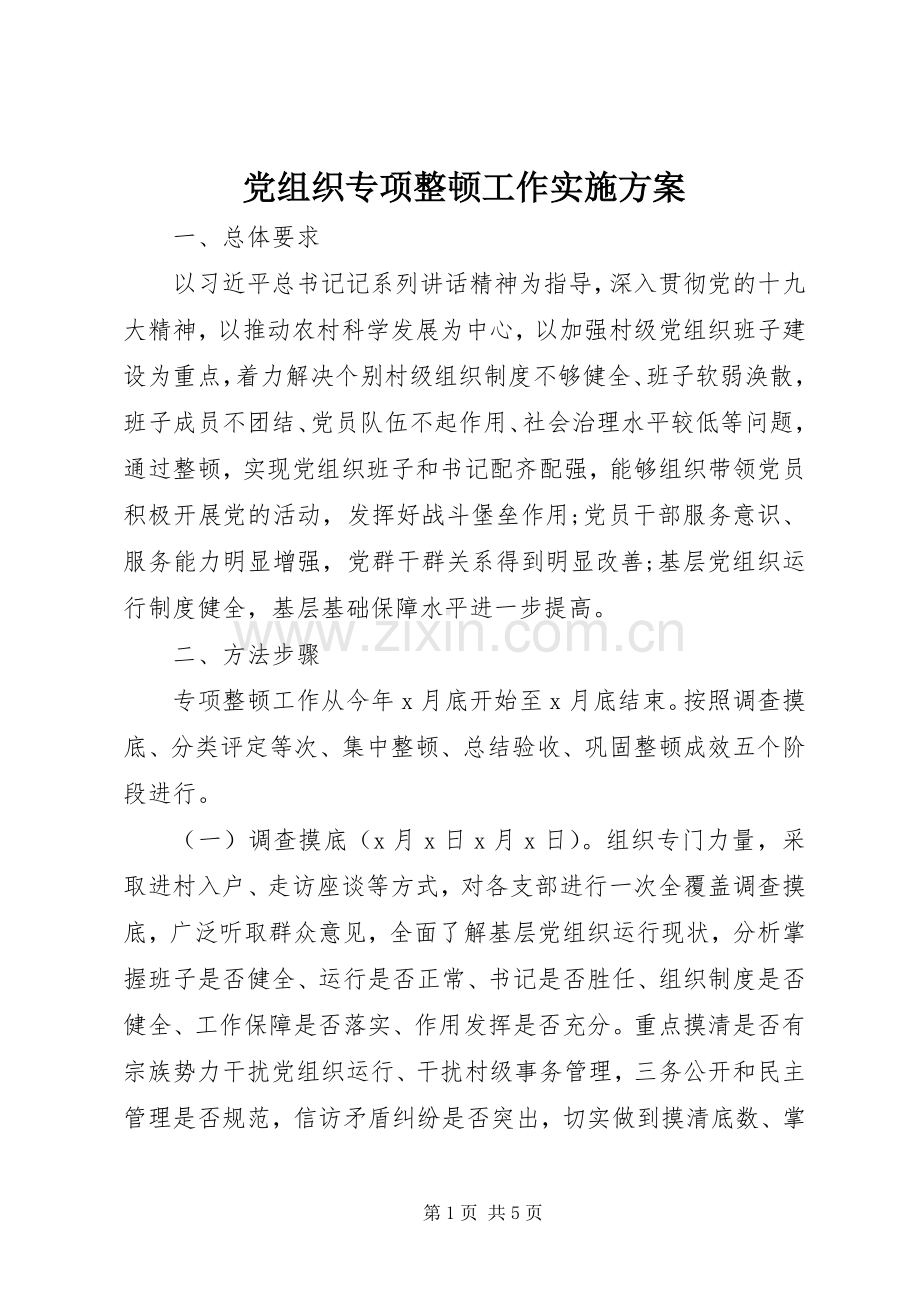 党组织专项整顿工作方案.docx_第1页