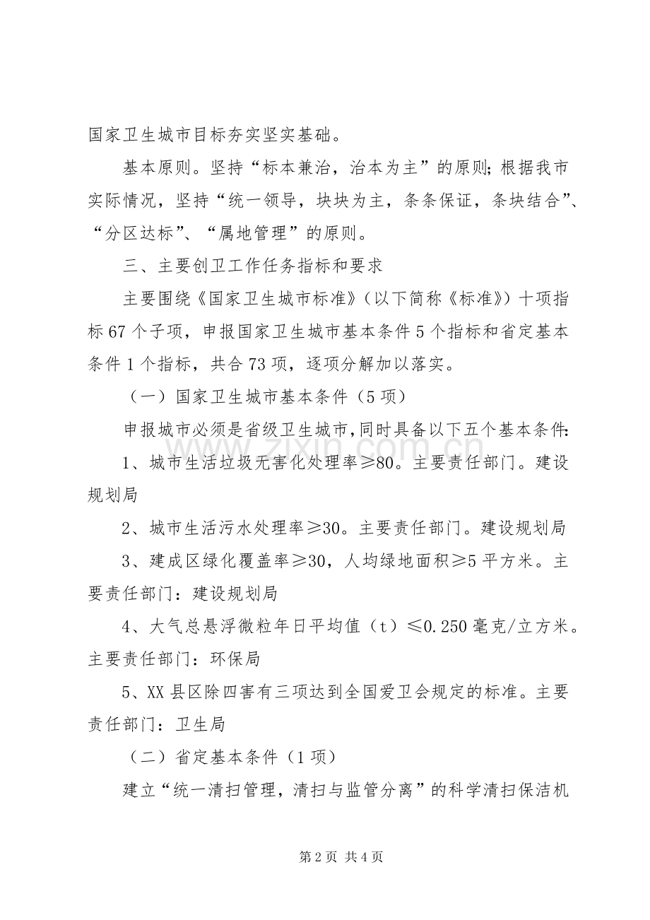 市创建国家卫生城市工作方案 .docx_第2页