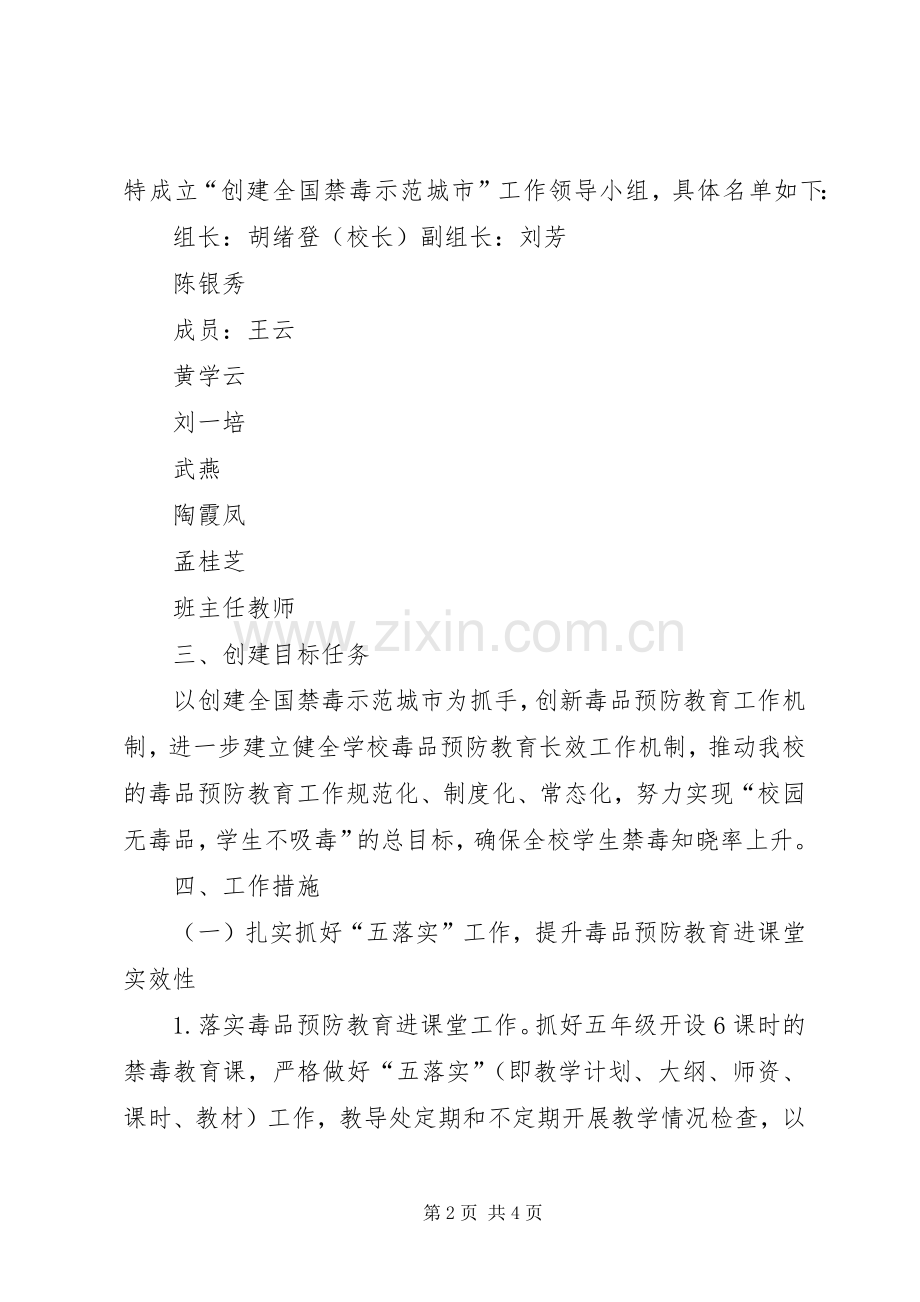 XX年开展创建全国禁毒示范城市工作实施方案.docx_第2页