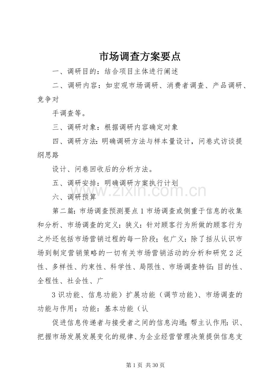 市场调查实施方案要点.docx_第1页