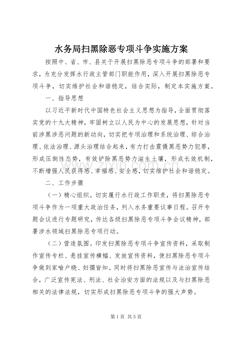 水务局扫黑除恶专项斗争方案.docx_第1页