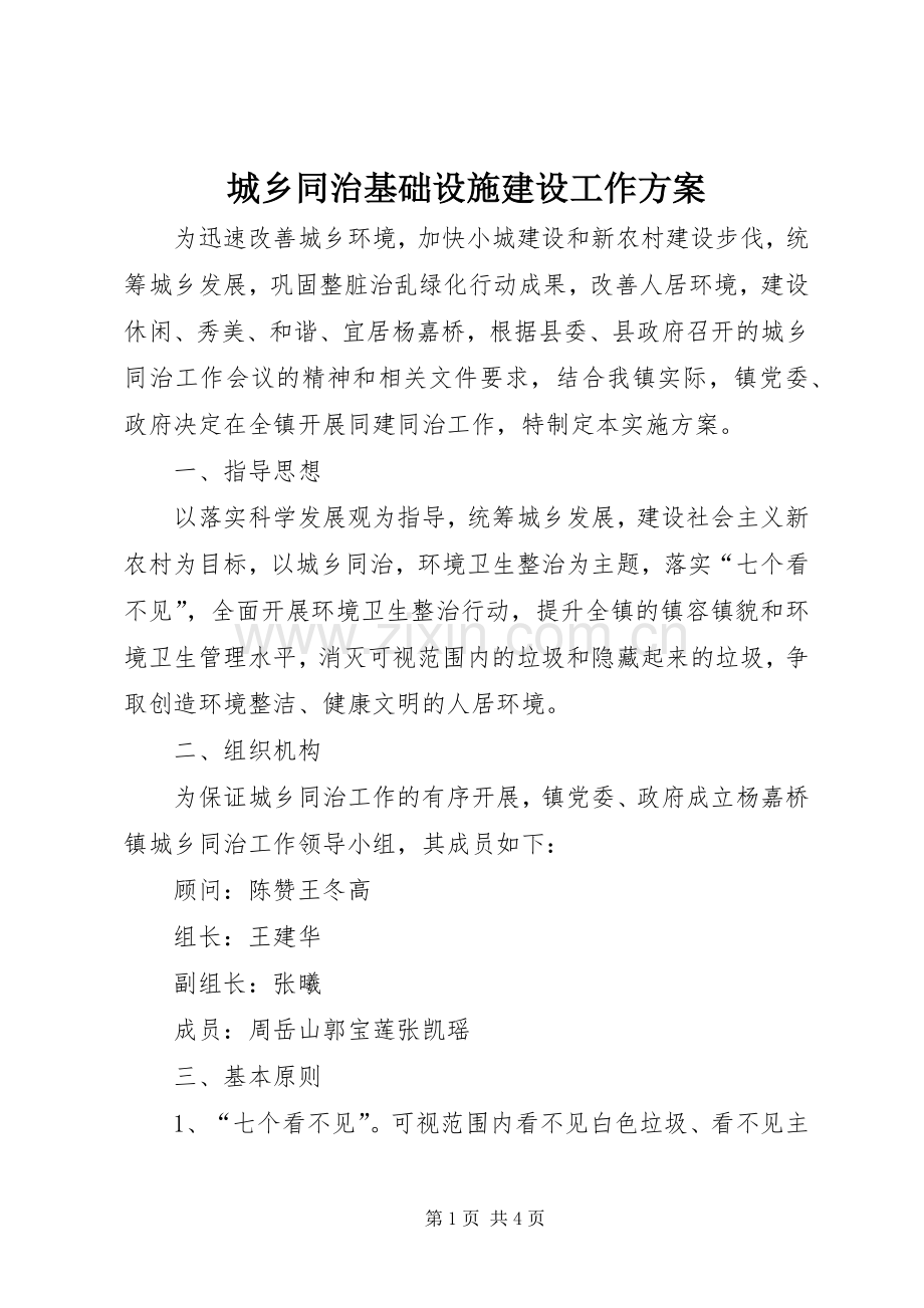 城乡同治基础设施建设工作实施方案.docx_第1页