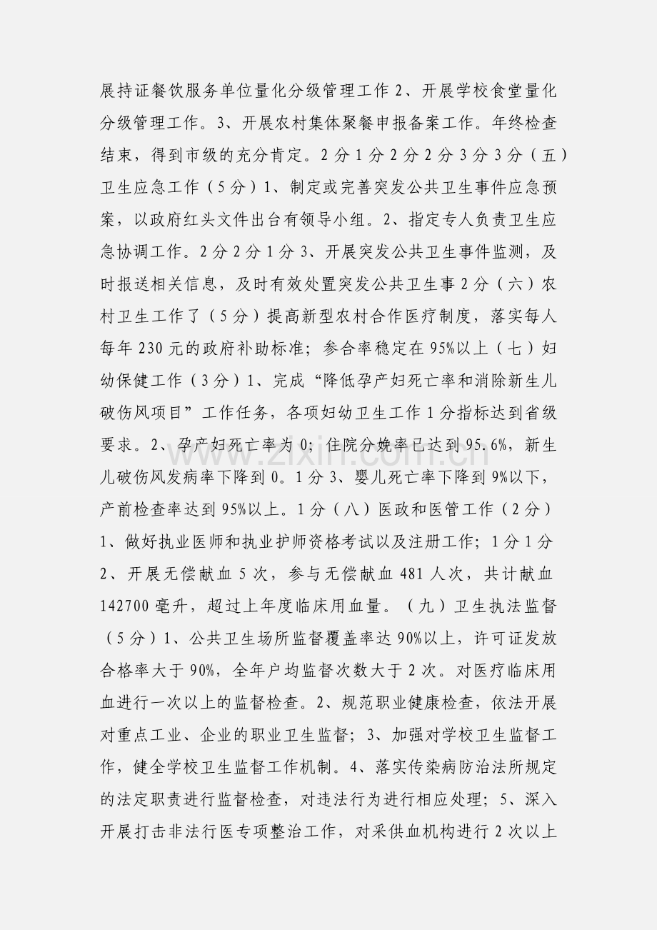 卫生系统目标考核业务部份自查评分情况.docx_第2页