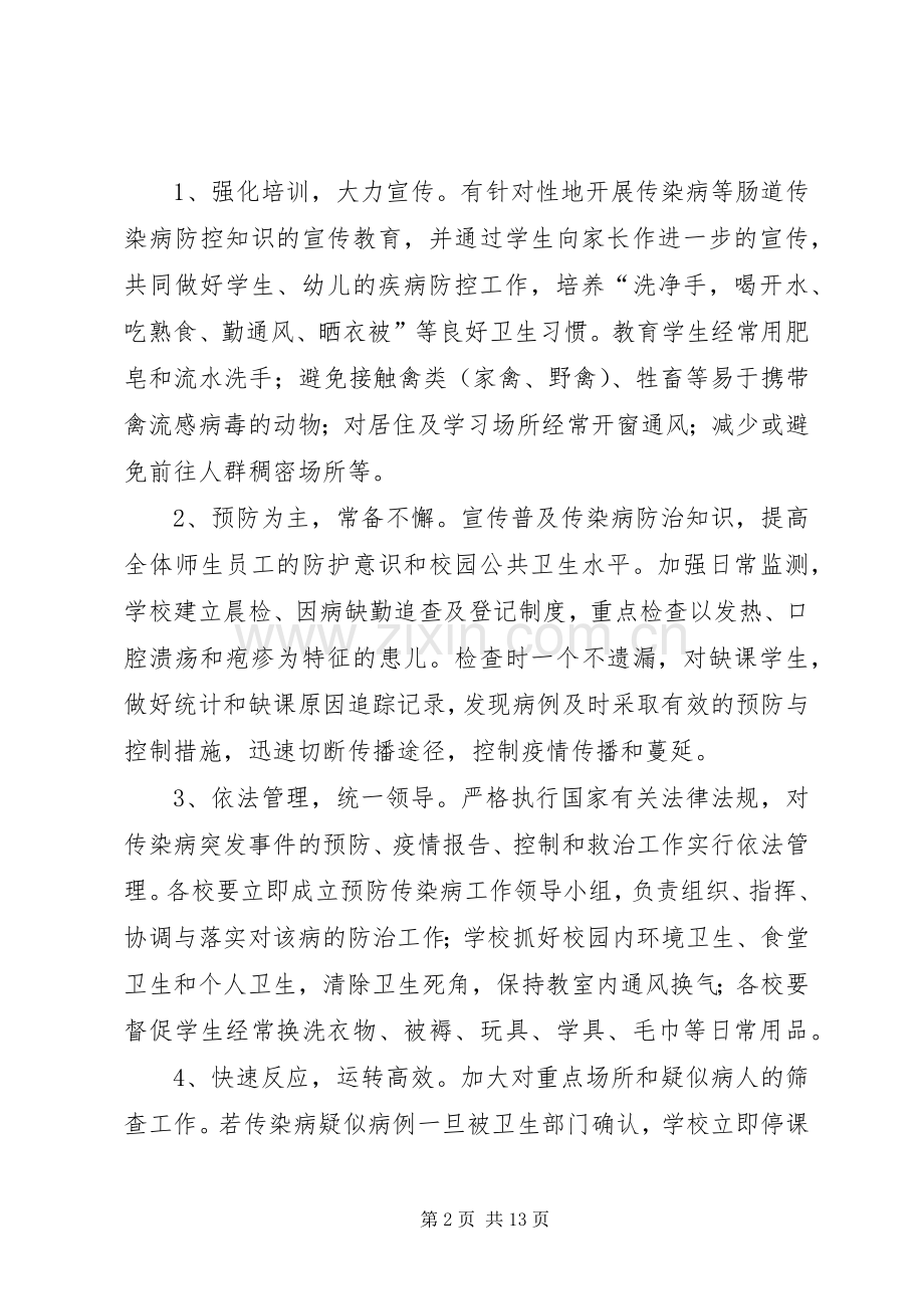 XX年春季传染病防控工作应急处理预案.docx_第2页
