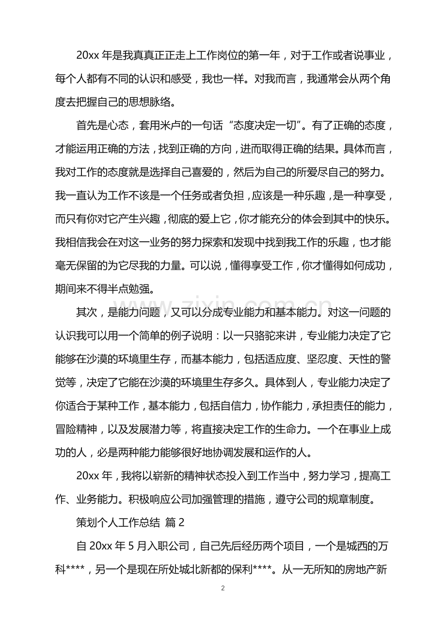 2022年策划个人工作总结模板锦集七篇.doc_第2页