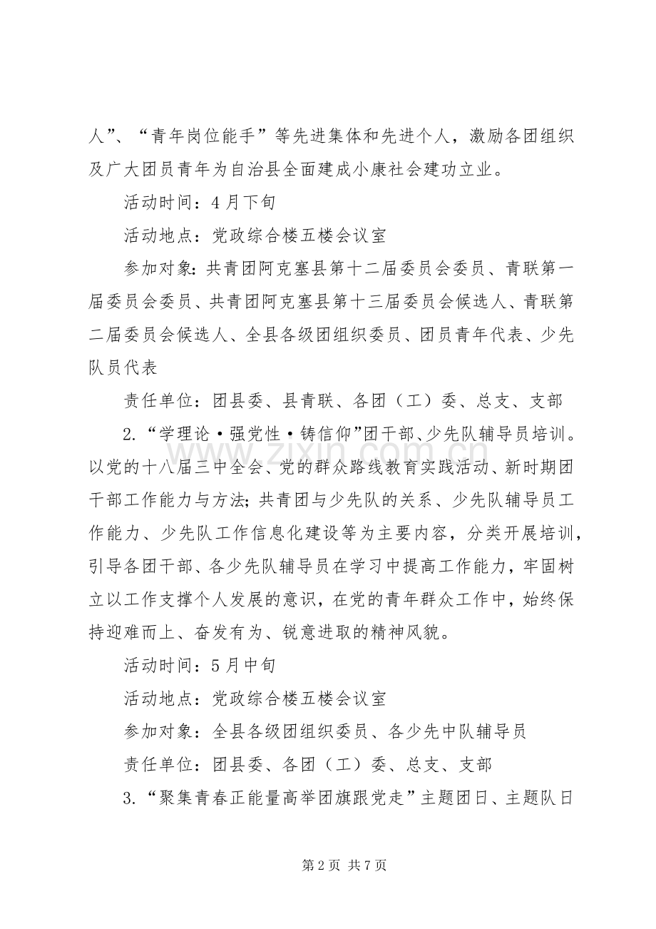 关于开展五四青年节主题活动的方案.docx_第2页