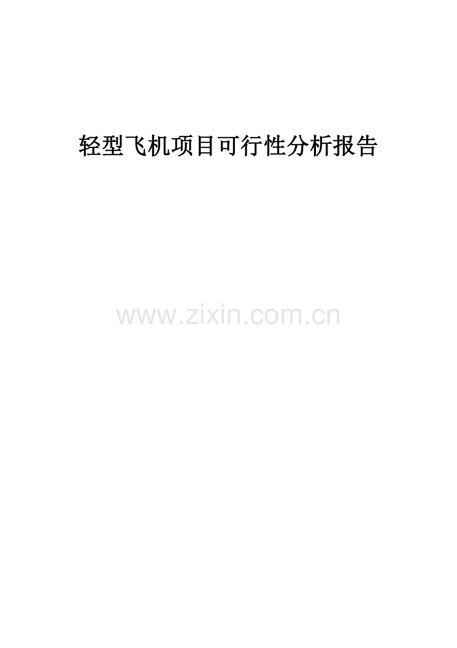 轻型飞机项目可行性分析报告.docx_第1页