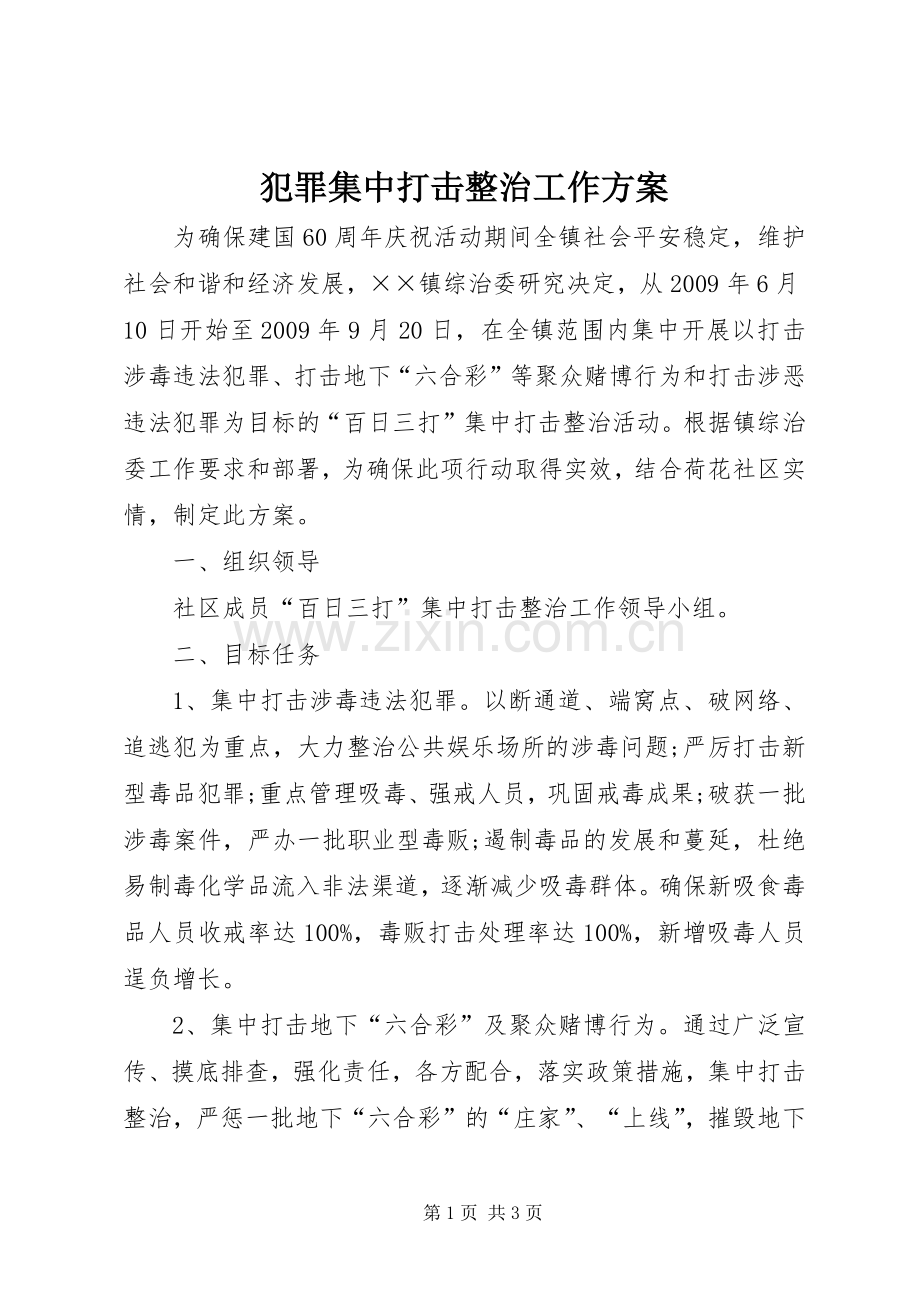 犯罪集中打击整治工作实施方案.docx_第1页