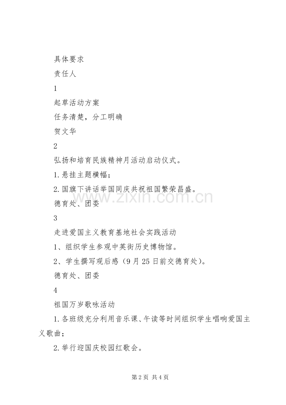 “弘扬和培育民族精神月”活动工作实施方案.docx_第2页