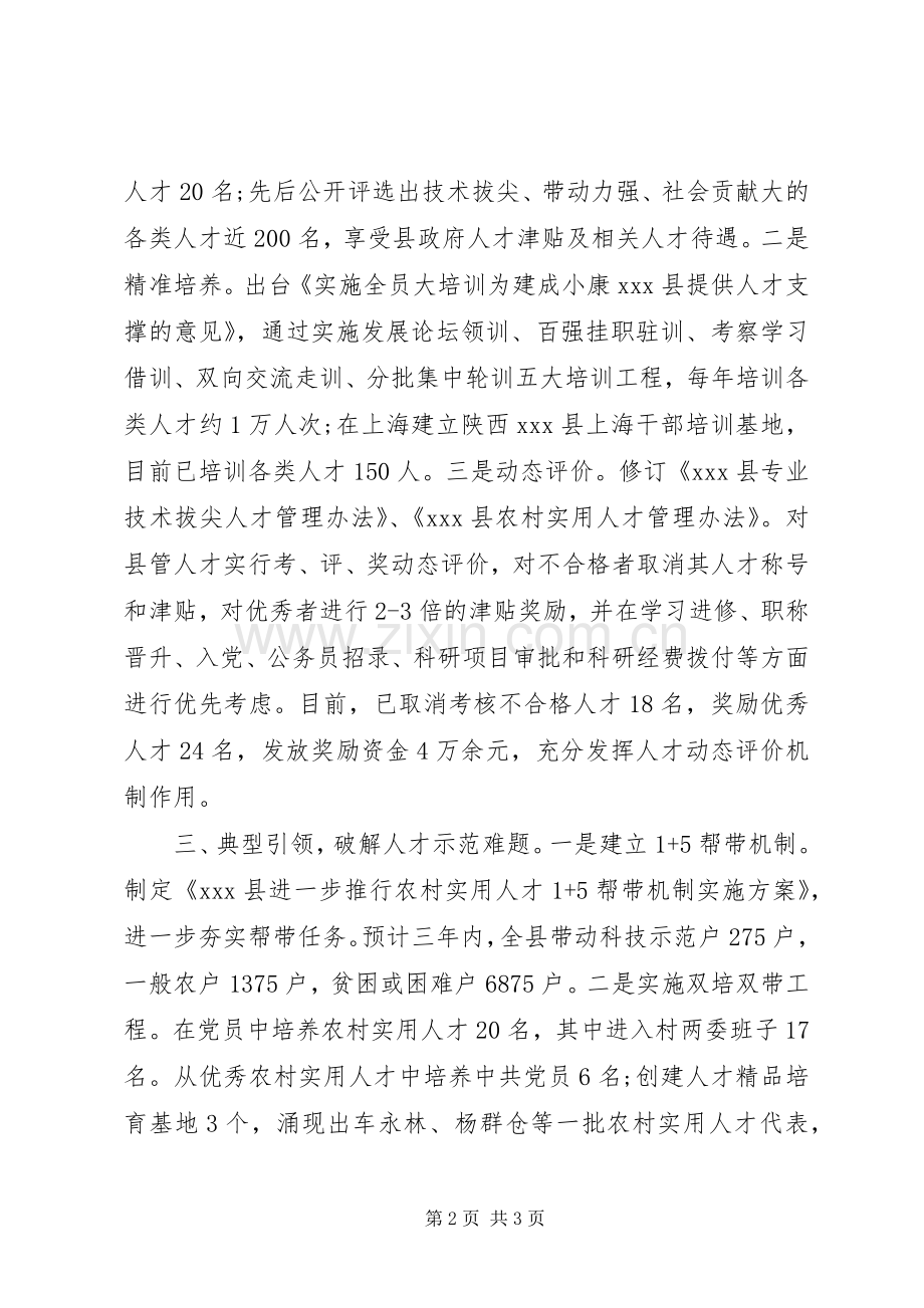 人才发展体制机制改革工作座谈会上的发言材料提纲.docx_第2页