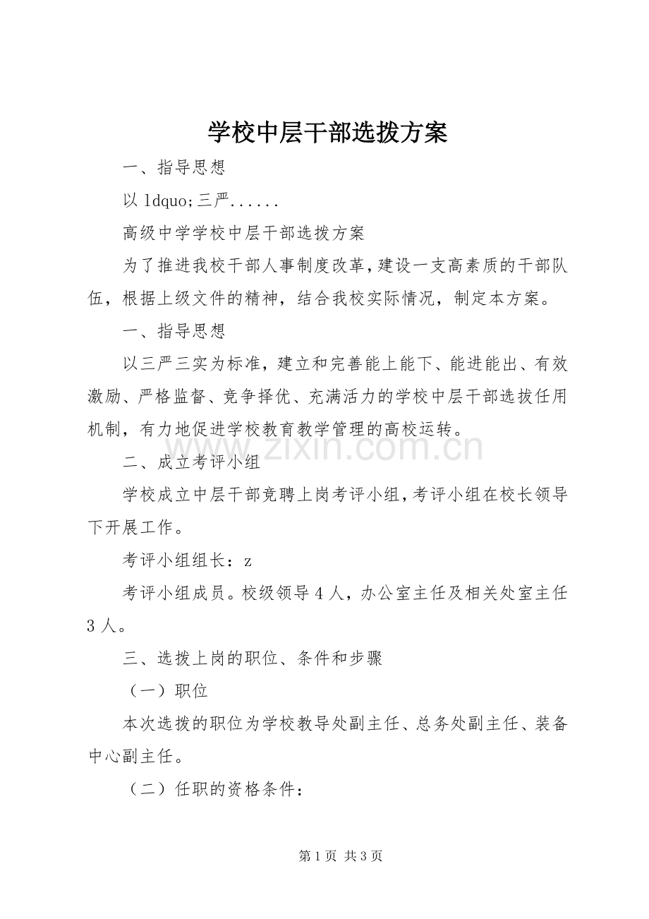 学校中层干部选拨实施方案.docx_第1页