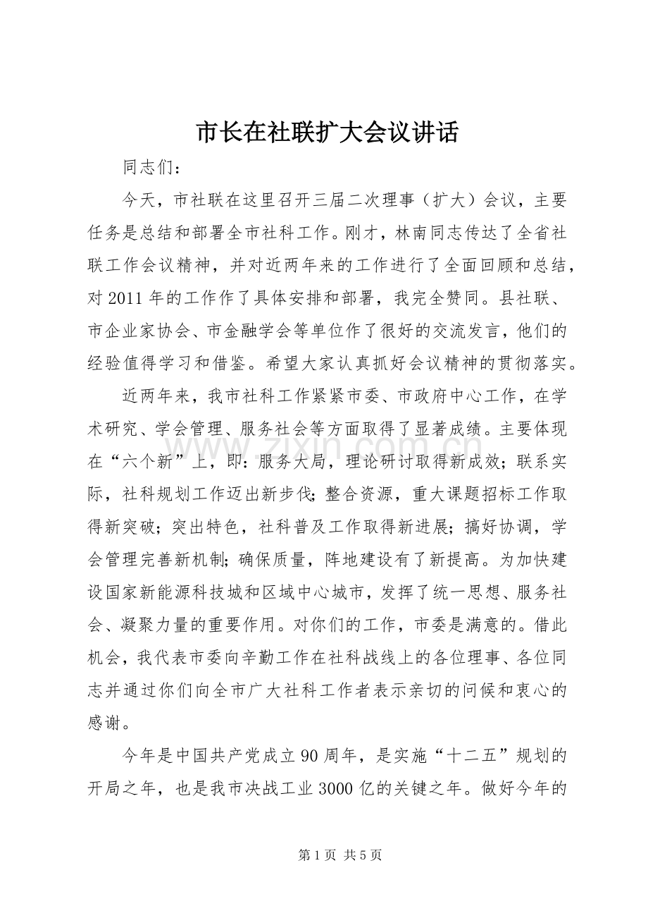 市长在社联扩大会议讲话.docx_第1页
