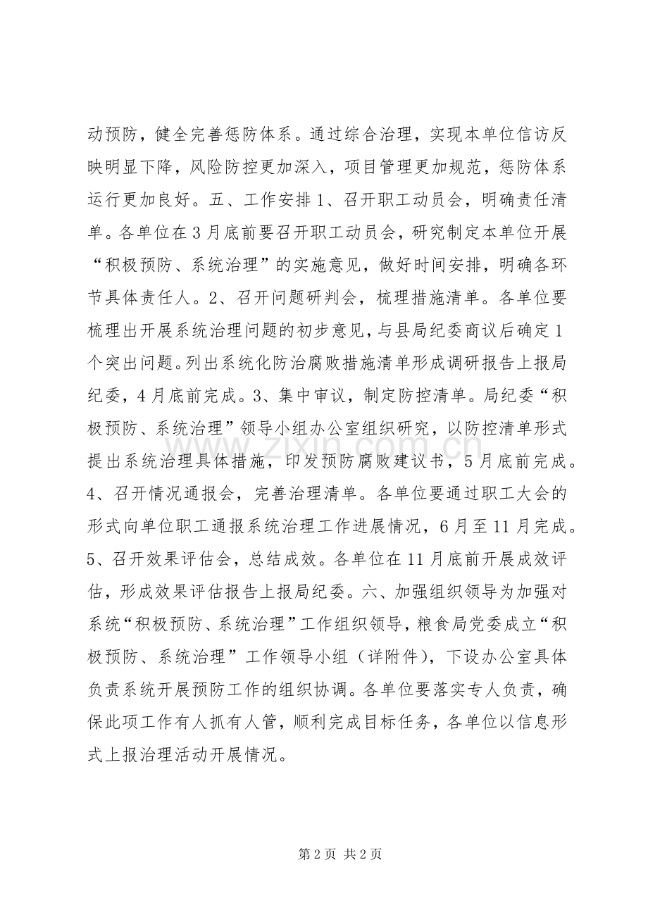 粮食局“积极预防、系统治理”工作实施方案.docx_第2页