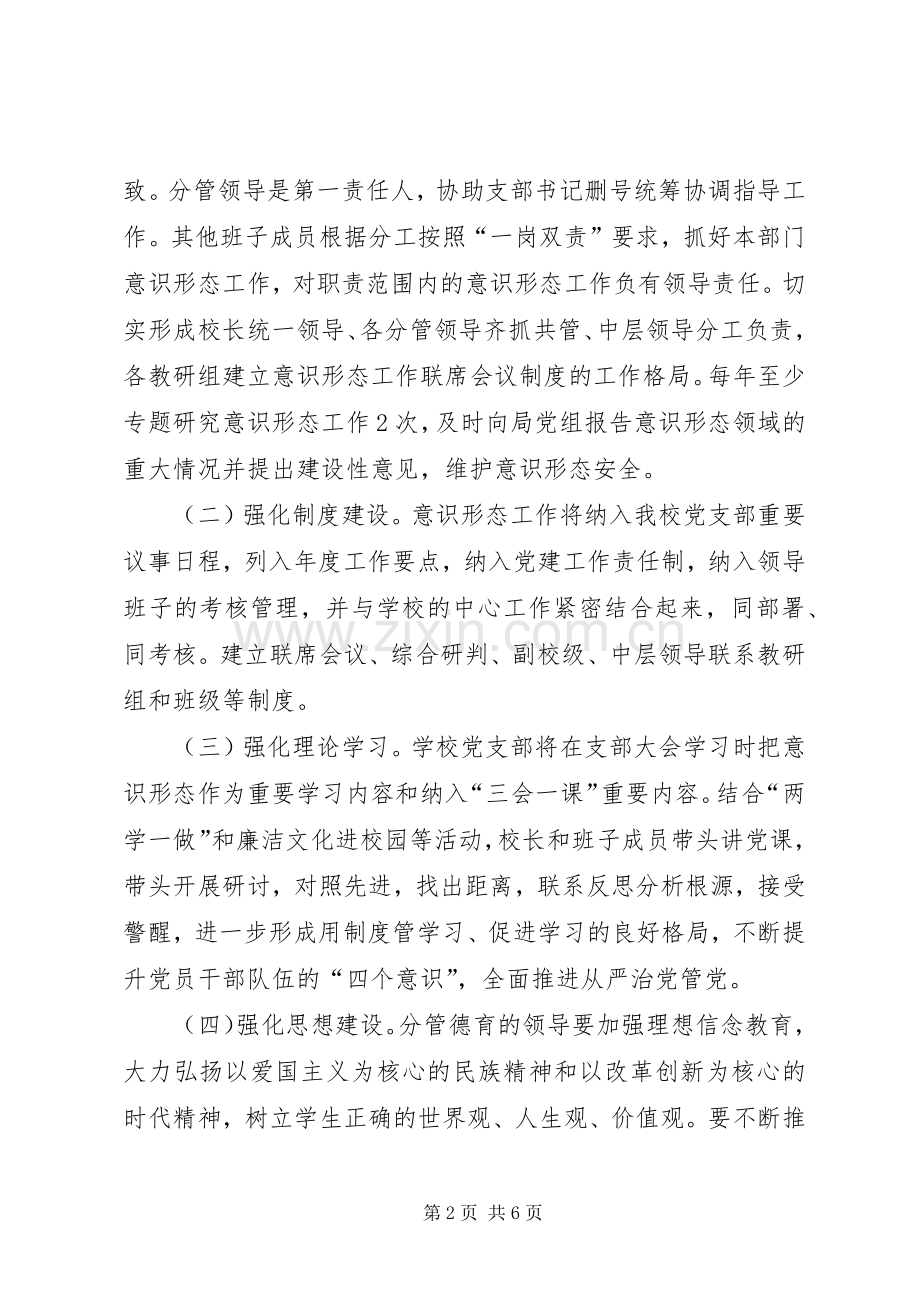 学校加强意识形态及宣传思想工作方案.docx_第2页