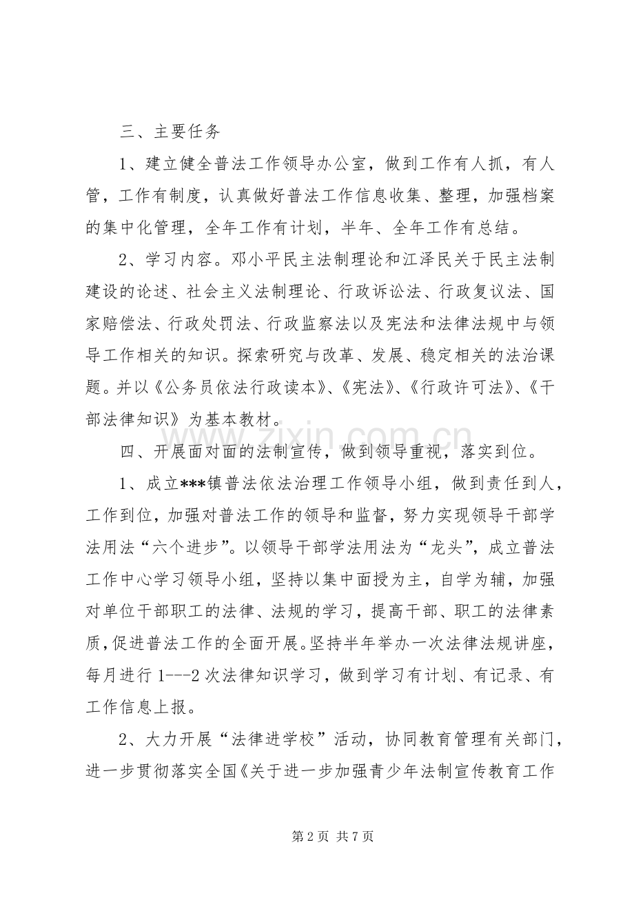 XX镇普法依法治理工作方案.docx_第2页