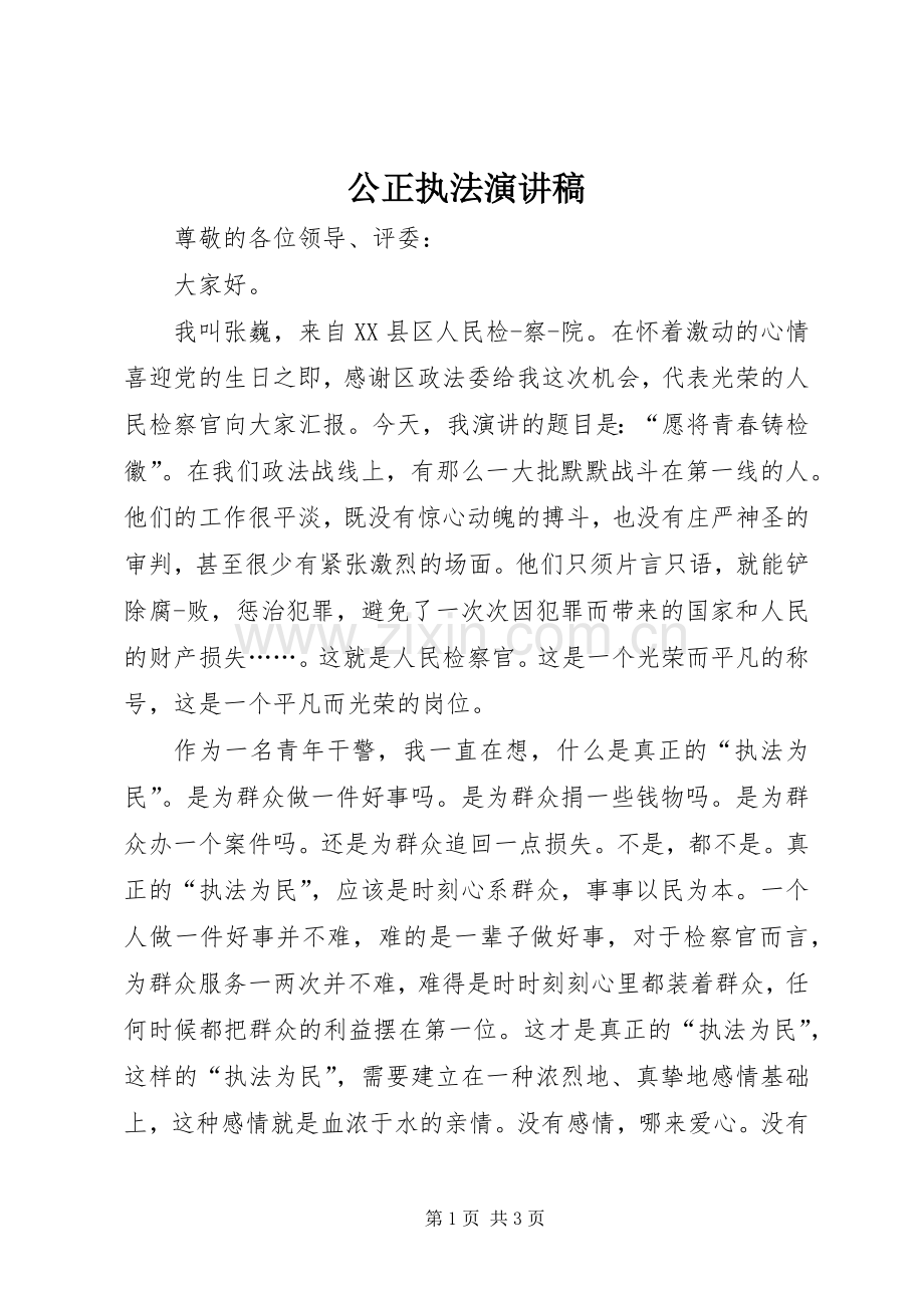 公正执法演讲稿.docx_第1页