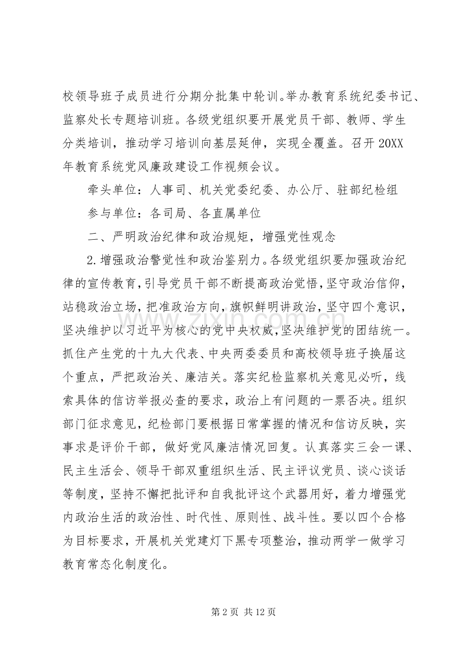 X年党风廉政建设工作要点及直属机关任务分工实施方案.docx_第2页