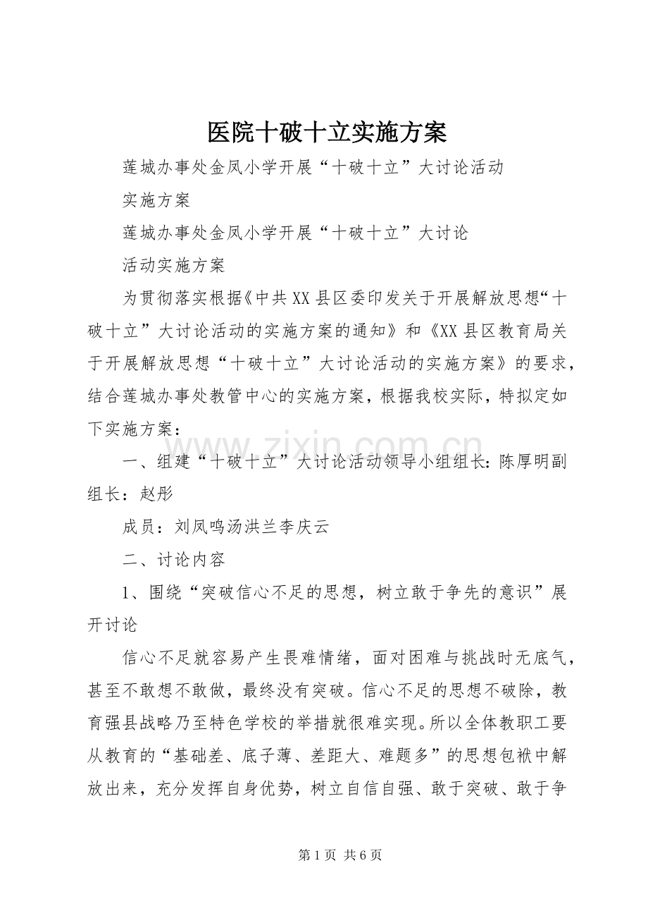 医院十破十立方案.docx_第1页