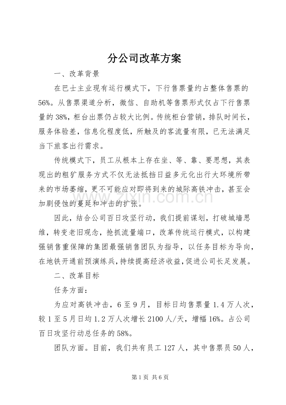 分公司改革实施方案.docx_第1页