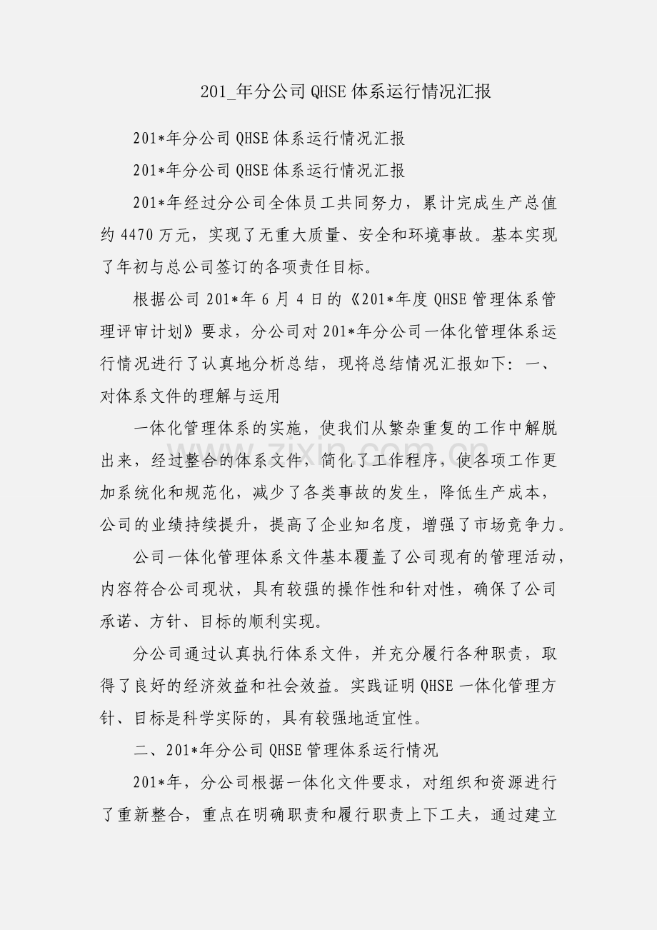 201_年分公司QHSE体系运行情况汇报.docx_第1页