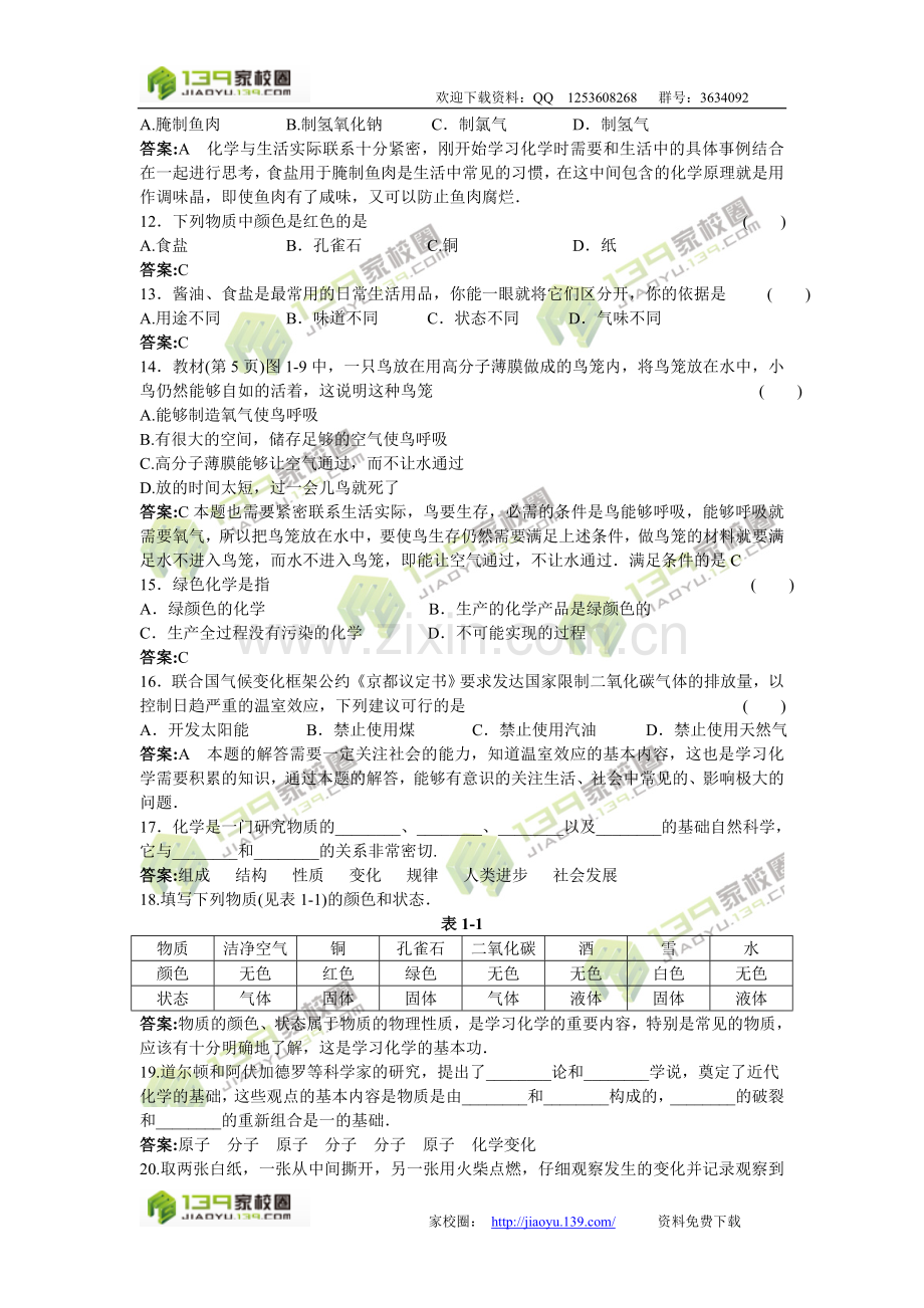 2011中考化学练习1化学使世界变得更加绚丽多彩.doc_第2页