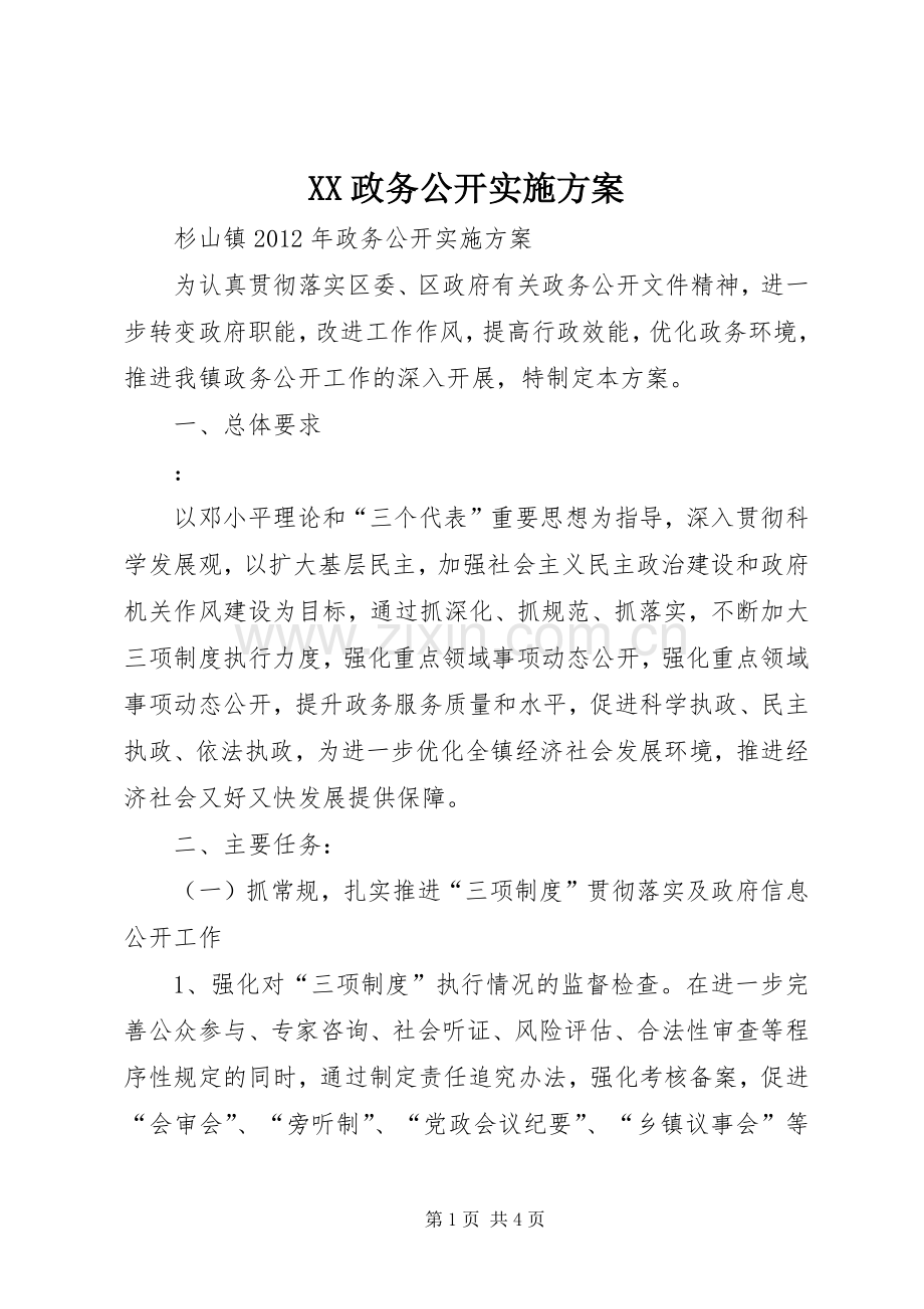 XX政务公开方案 .docx_第1页