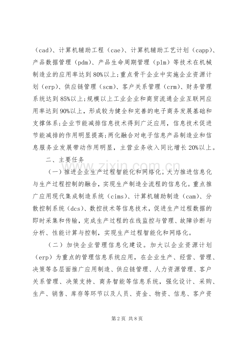 全县信息化与工业化指导实施方案.docx_第2页