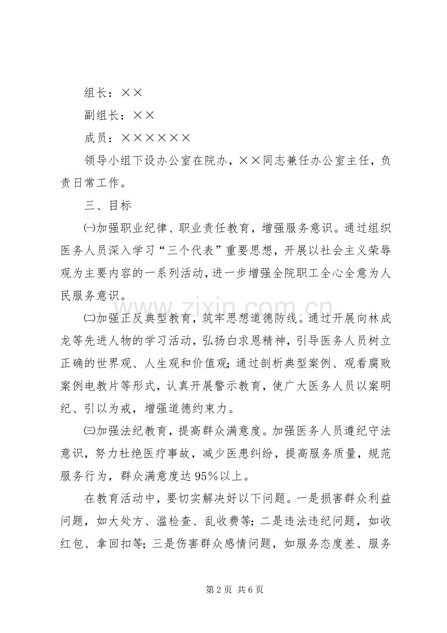 医院开展职业道德建设工作方案 .docx_第2页