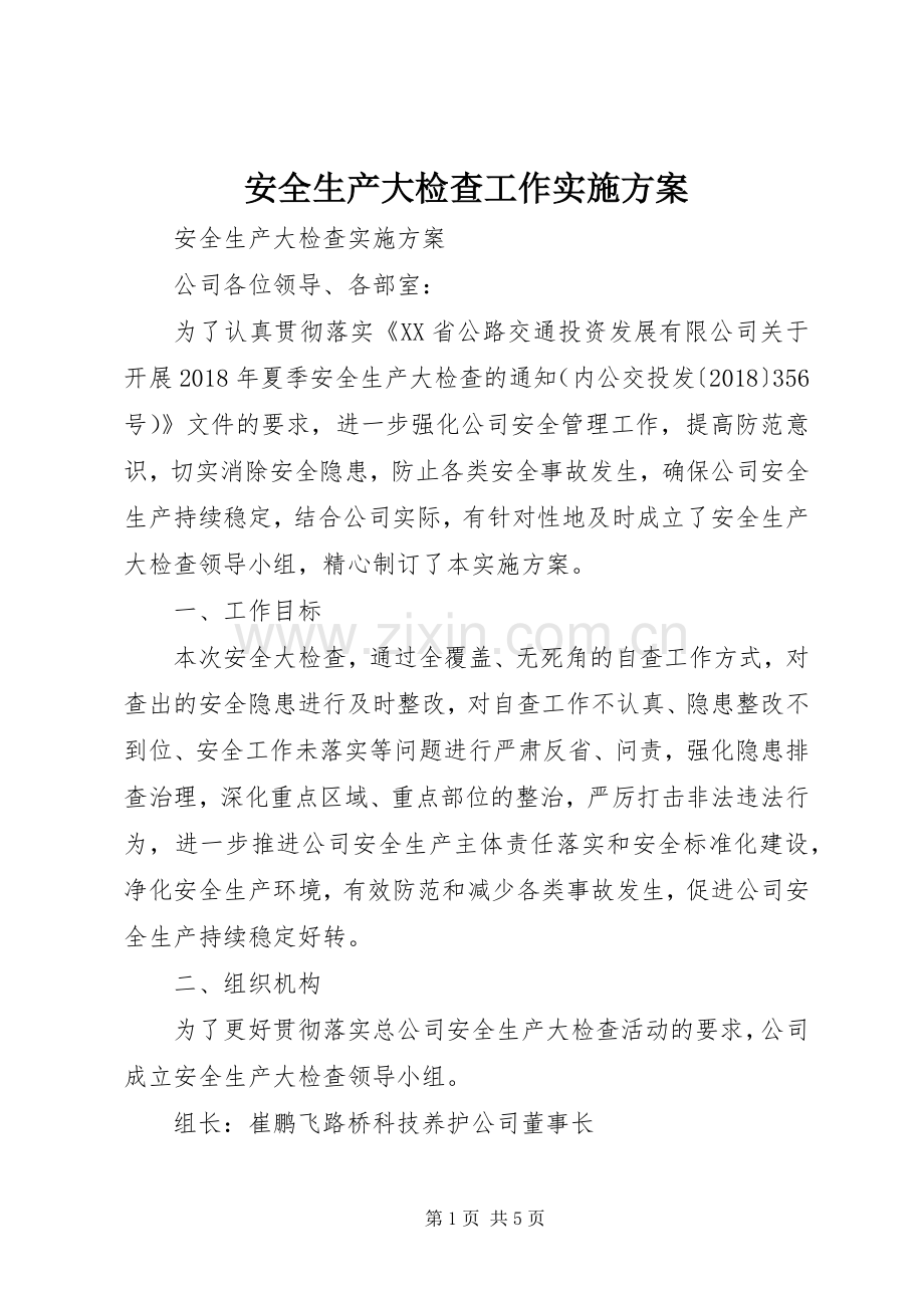 安全生产大检查工作方案.docx_第1页