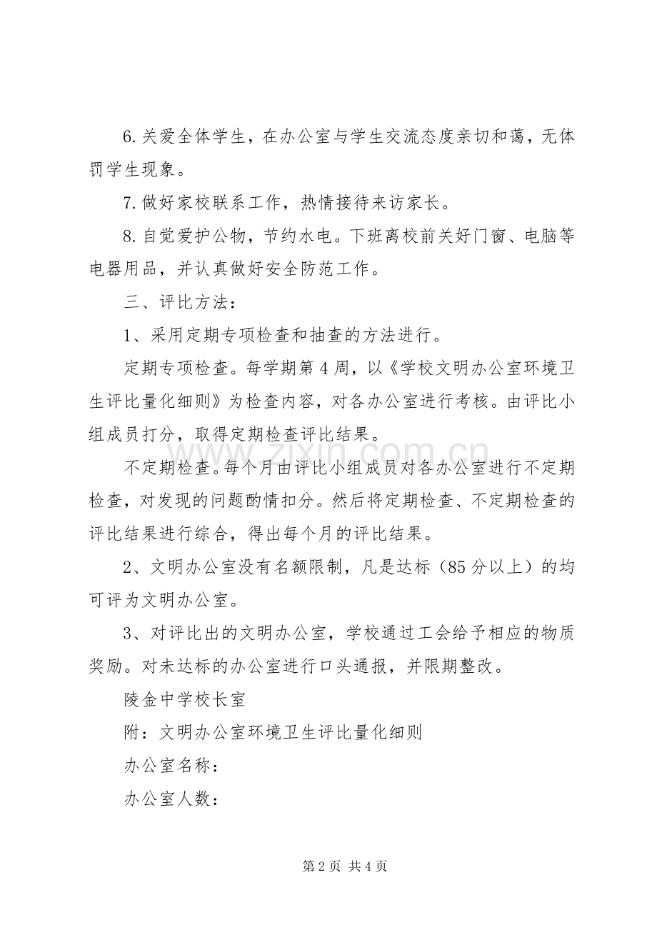 陵金中学“和谐绿色”文明办公室评比实施方案.docx_第2页