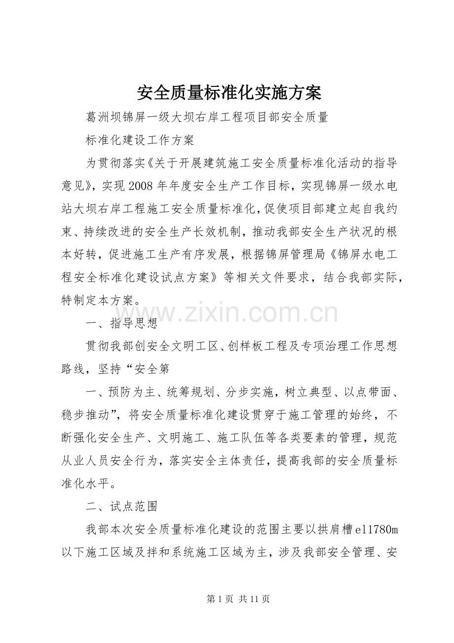 安全质量标准化方案.docx_第1页