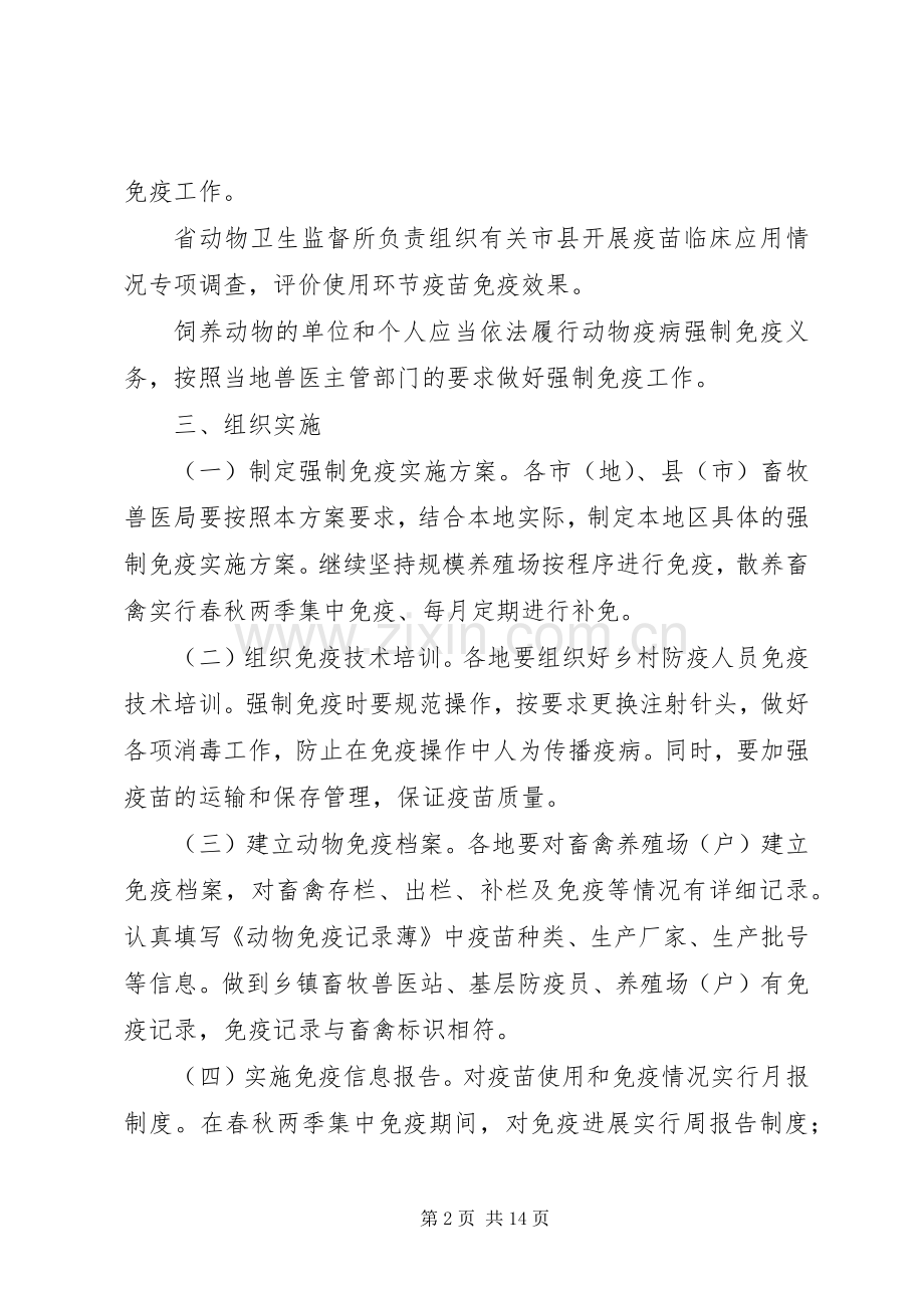 XX年XX省动物疫病强制免疫方案.docx_第2页