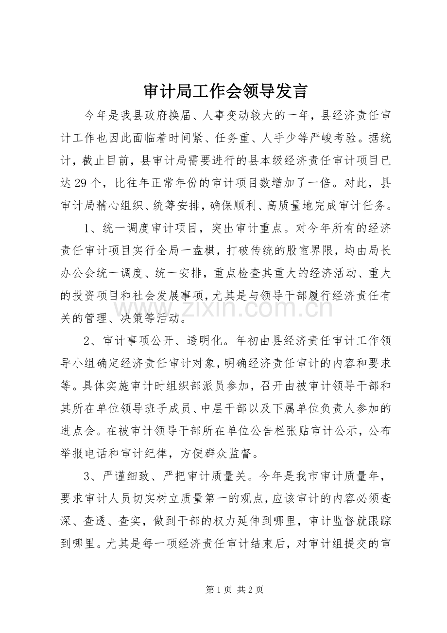 审计局工作会领导发言.docx_第1页